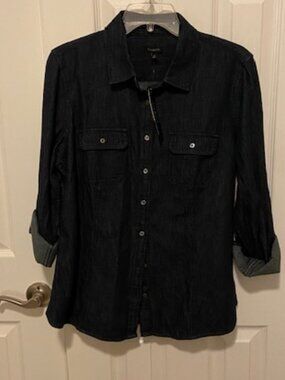 Talbots Dark Blue Denim Button Down Shirt